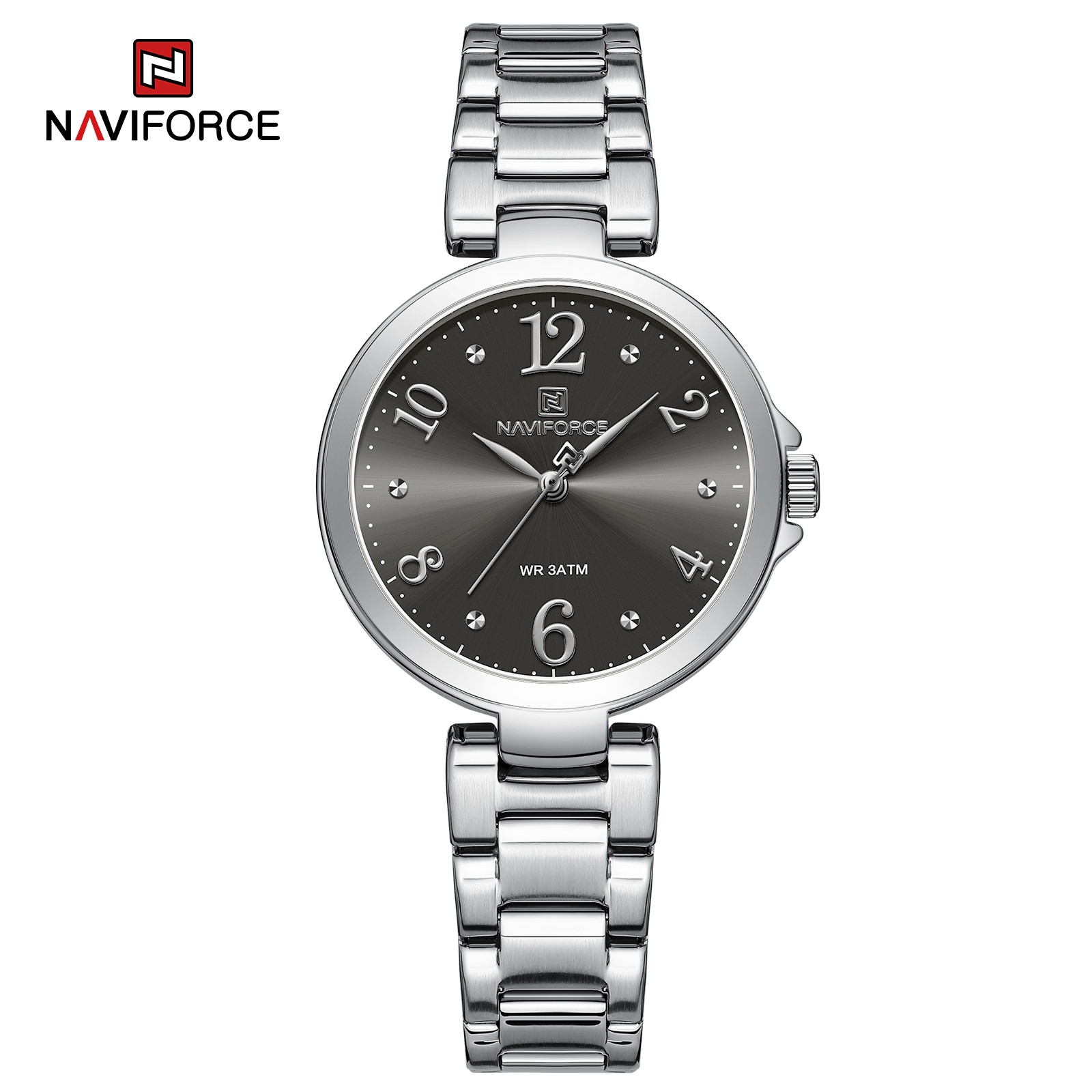 NAVIFORCE NF5031 Top Luxury Brand Original Women Watch Quartz Lady Waterproof Wristwatch Silver Stainless Steel Female Clock