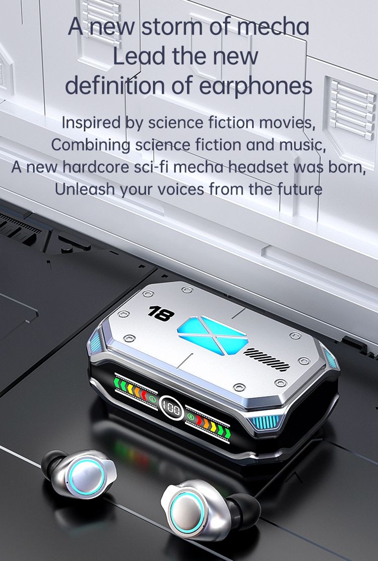 2023 New M43 TWS Gaming True Wireless Stereo Earbuds BT 5.3 Wireless Earphones Colorful LED Display Gaming In-ear Headphones