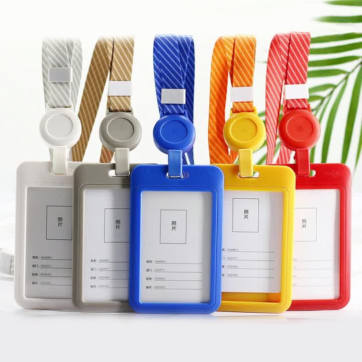Candy Color Identity Badge Lanyard Plastic Work ID Neck Strap Card Bus Holders Work Card Bus Access Student Card Holder
