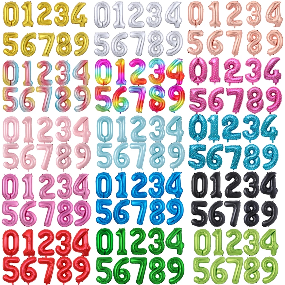 32/40Inch Giant Foil Number Balloons Air Helium Figures Wedding Adult Kids Birthday Party Decoration Supplies 0-9 Digital Globos