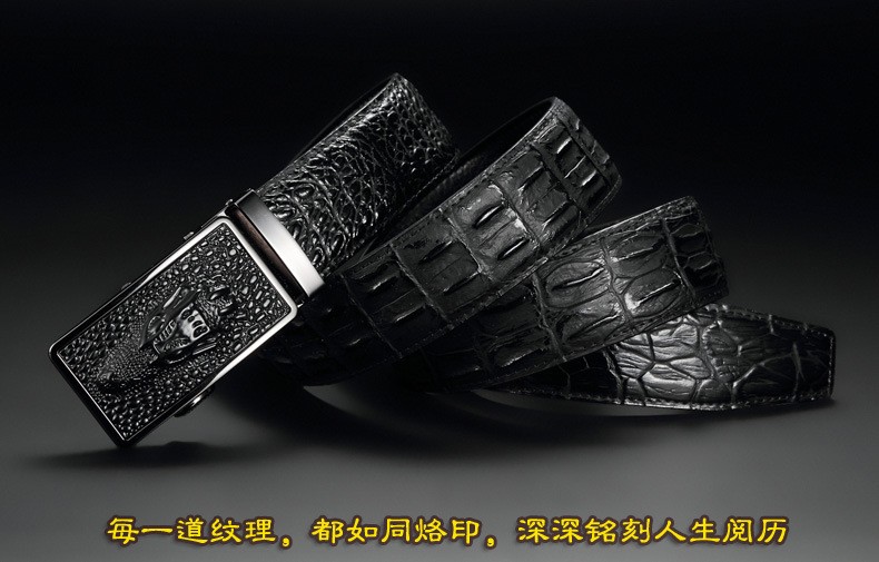 Wholesale Automatic Buckle Fashion Crocodile Design Men's Leather Belt