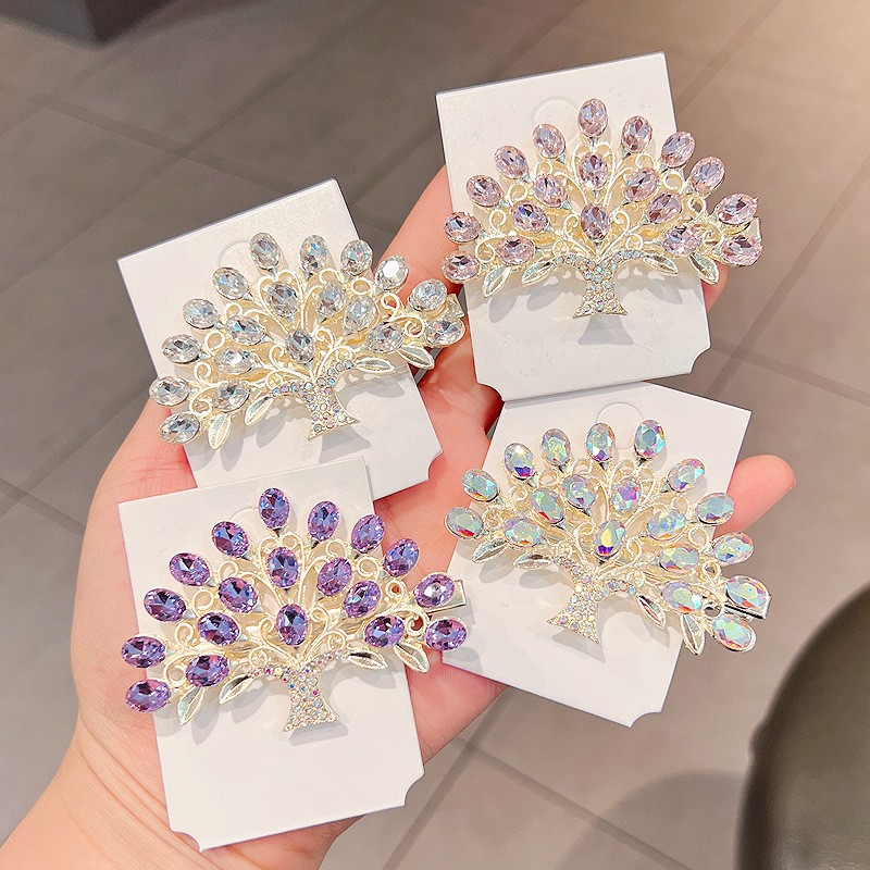 Hot sale Tree shapes hairpin Color rhinestone hair Clip for girls
