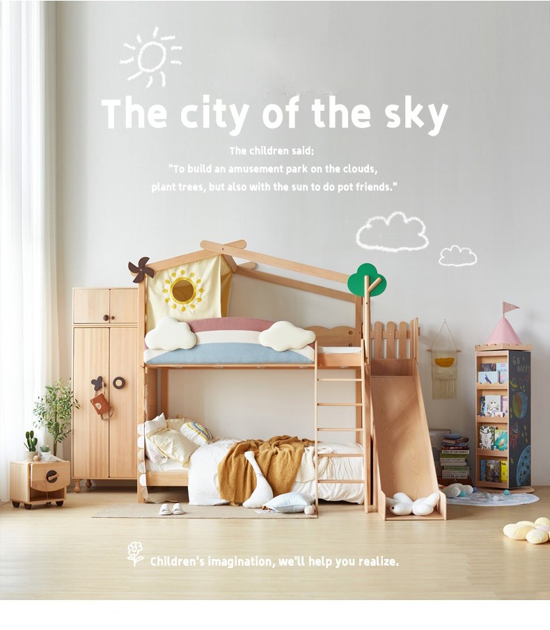 Kid's Bedroom Furniture Storage Wooden Bunk Bed Design Children Beds with Study Desk