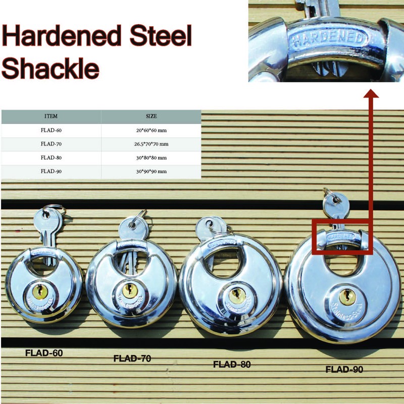 USA waterproof self storage door stainless steel disc lock 70mm uncuttable disc custom logo padlocks with keys