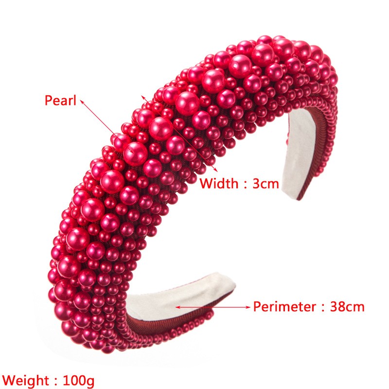 Kingcome Women's Handmade Beaded Multi-color Wide-edged Hair Hoop Hair Accessories Fashion Baroque Sponge Pearl Headbands