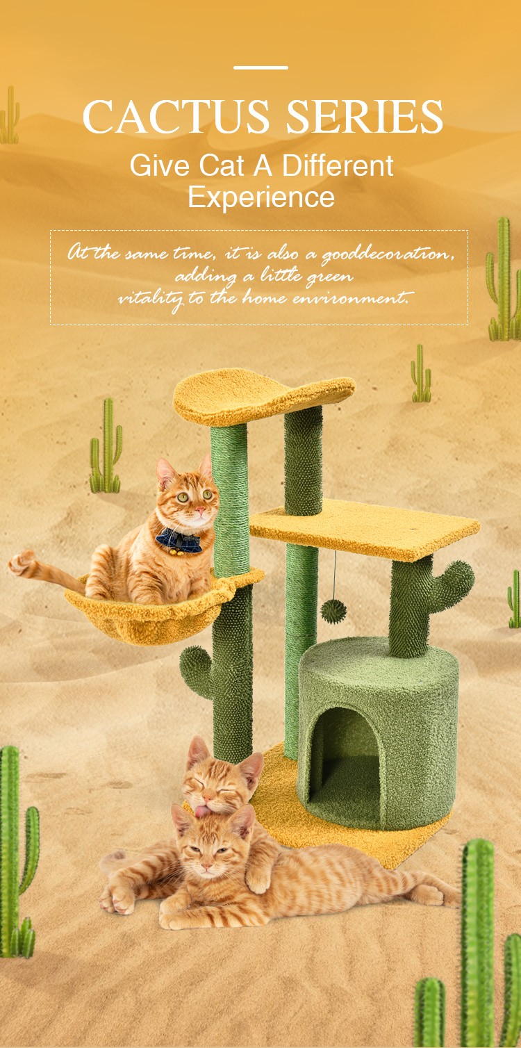 Flower Cat Tree with Platform Scratching Posts Green colorful in stock Modern Style Active House Furniture Play Tower Multi Leve
