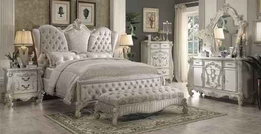 Bed European Designer Soft Wooden White Queen King Size Bedroom Furniture Sets
