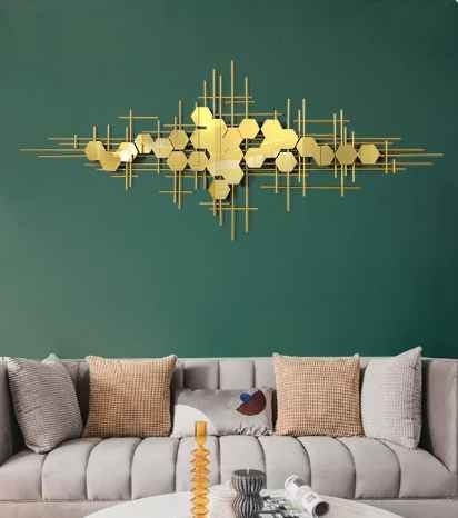 Factory Direct Sales Modern Light Luxury Style Living Room Wall Decoration Gold Geometry 3D Wall Art Hanging For Home Decor